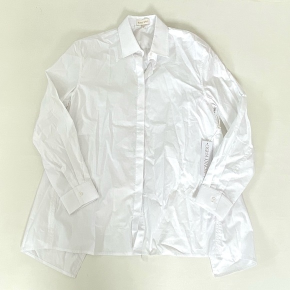 Ronny Kobo Kayla Open Back Button Down Tie Cut Out Shirt Top Blouse Medium - Picture 2 of 9